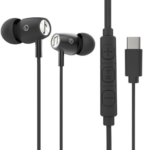 Veon In Ear USB-C Earphones with Microphone VNA06BLK Black