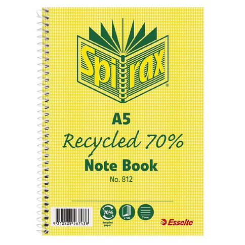 Spirax 812 Recycled Notebook 120 Page Multi-Coloured A5