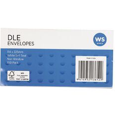 WS Envelope DLE Self Seal 100 Pack White