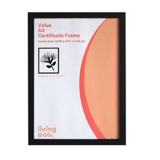 Living & Co Value Certificate Frame Black A4