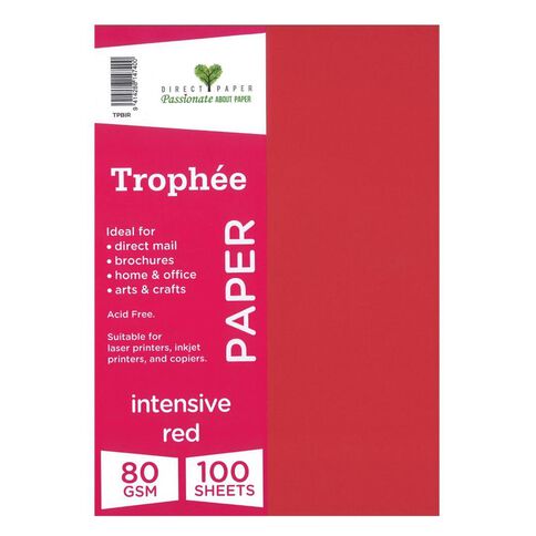 Trophee Paper 80gsm 100 Pack Intensive Red A4