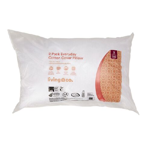 Living & Co Pillow Everyday Cotton Comfort 2 Pack White