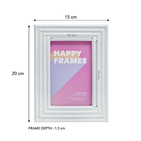 Happy Frames Ribbed Border 10x15 White