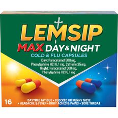 Lemsip Max Cold & Flu Day and Night Capsules 16s-LIMIT OF 2 PER CUSTOMER