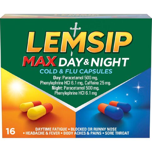 Lemsip Max Cold & Flu Day and Night Capsules 16s-LIMIT OF 2 PER CUSTOMER