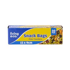 Living & Co Resealable Snack Bags 15 x 9cm 50 Pack