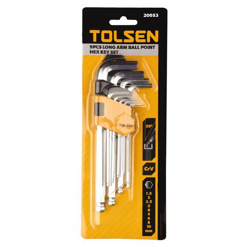 Tolsen Ball Point Long Arm Hex Key Set 9 Piece
