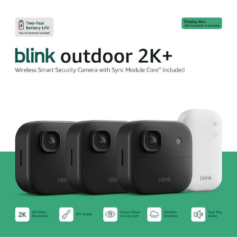 Blink Outdoor 2K+ With Sync Module Core 3 Pack Black