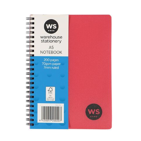WS Notebook PP Wiro 200 Pages Soft Cover Red A5