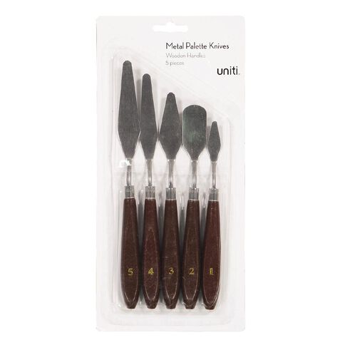 Uniti Metal Palette Knives Silver 5 Pack