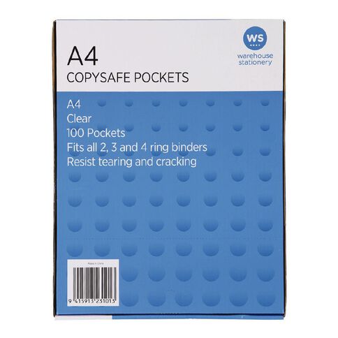 Ws Copysafe Pockets 100 Pack Clear A4 Warehouse Stationery Nz