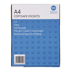 WS Copysafe Pockets 100 Pack Clear A4