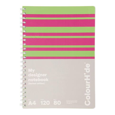 ColourHide Designer Notebook 120 Pages Stripe Green A4
