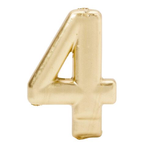 Candle Metallic Numeral #4 Gold