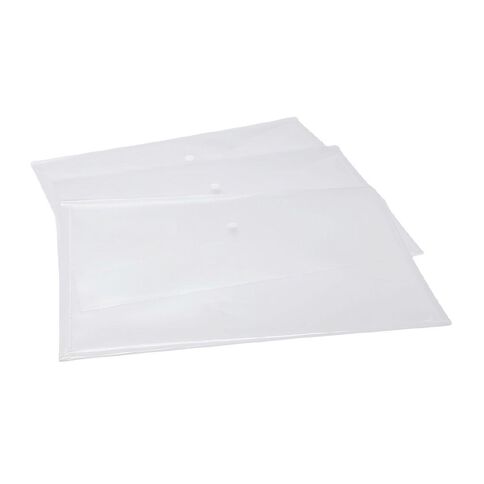 WS Button Document Wallet Clear 3 Pack