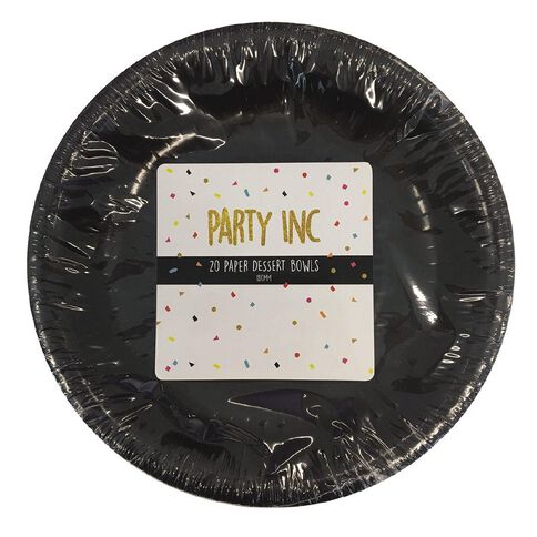 Party Inc Paper Dessert Bowls 18cm Black 20 Pack