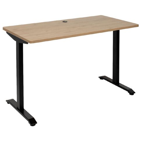 Jasper J Emerge 1200x600 Straight Desk Pacific Oak Top Black Metal Base
