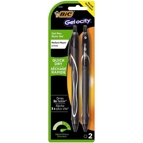 Bic Gelocity Quick Dry Ballpoint Black 2 Pack