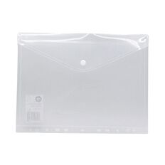 WS Document Wallet Single Dome Closer With Binder Holes Clear A4