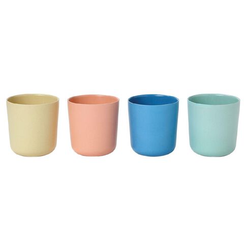 Living & Co Kids Bamboo Mix Tumbler 4 Pack Multi-Coloured 330ml