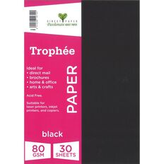Trophee Paper 80gsm Black A4 30 Pack