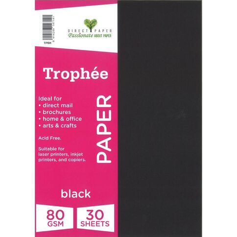 Trophee Paper 80gsm Black A4 30 Pack