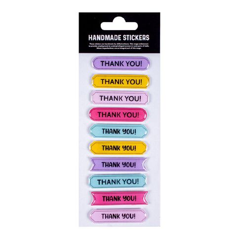 Resin Handmade Stickers Thank You 10Pc Multi-Coloured