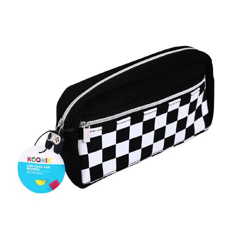 Kookie Checked Neoprene Pencil Case Black