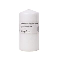 Living & Co Unscented Pillar Candle White 7.5x15cm