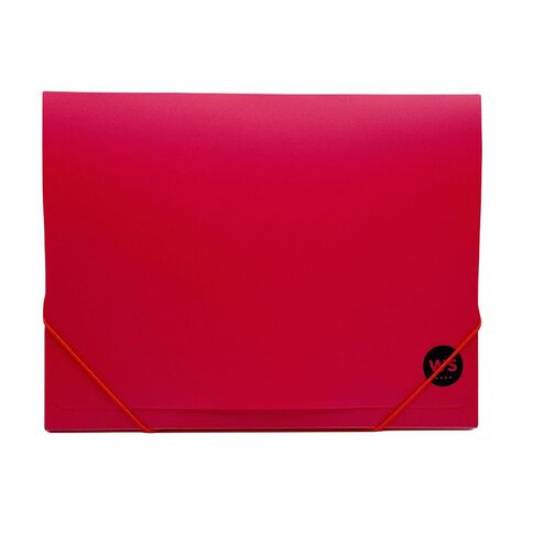 WS Document Wallet PP Elastic Closure Red A4