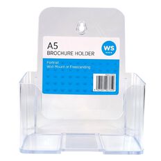 WS Brochure Holder Wall Mount Portrait Single Pocket Clear A5