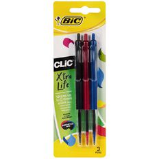 Bic Clic Pens 3 Pack Assorted