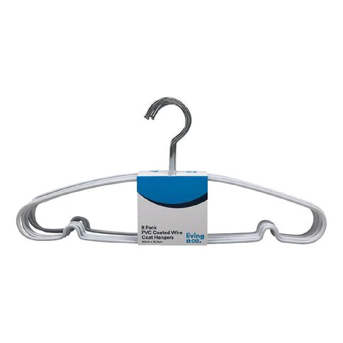 Living & Co PVC Coated Wire Coat Hangers White 8 Pack