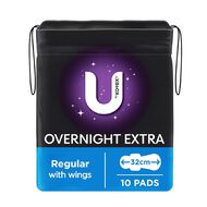 U By Kotex Maxi Overnight Pads with Wings 10 Pack