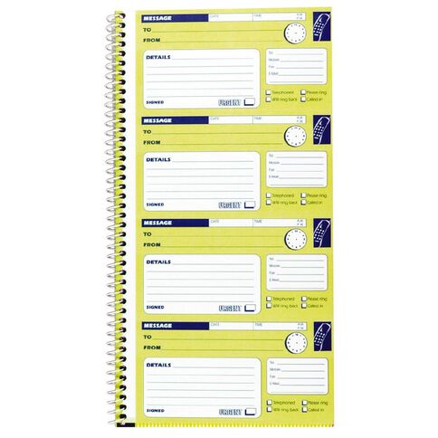 Spirax Telephone Message Book 550 Yellow