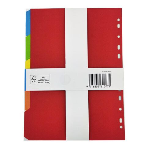 WS Dividers Cardboard 5 Tab Multi-Coloured A4
