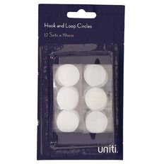 Uniti Hook and Loop Fasteners White 12 Pack