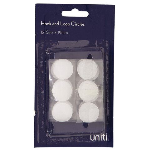 Uniti Hook and Loop Fasteners White 12 Pack