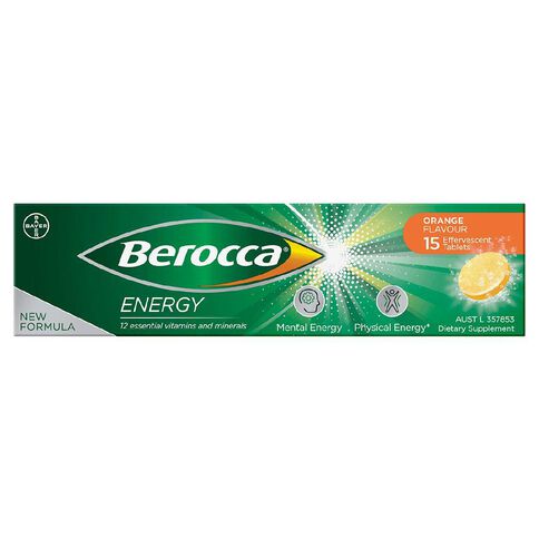 Berocca Energy Vitamin B & C Orange Flavour Effervescent Tablets 15 Pack