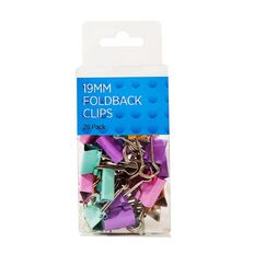 WS 19mm Foldback Clips Pastel 28 Pack Black 28 Pack