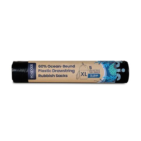Ecopack Ocean-Bound Plastic Bin Liners 70L 5 bags XL