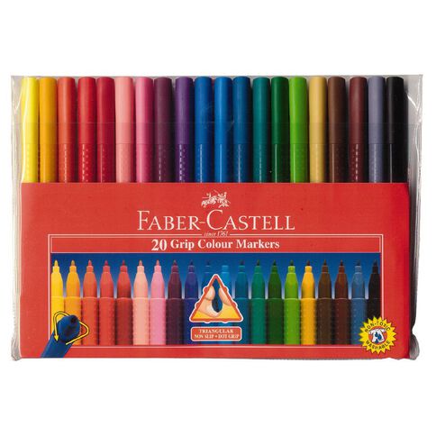 Faber-Castell Grip Felt Pens 20 Pack Multi-Coloured 20 Pack
