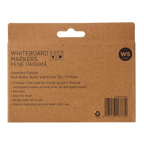WS Whiteboard Marker Assorted 12 Pack