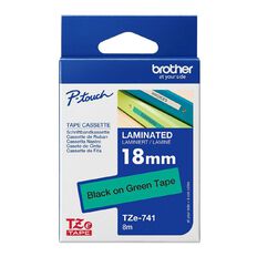 Brother TZEFX741 FLEXI ID Tape Black On Green 18mm x 8m