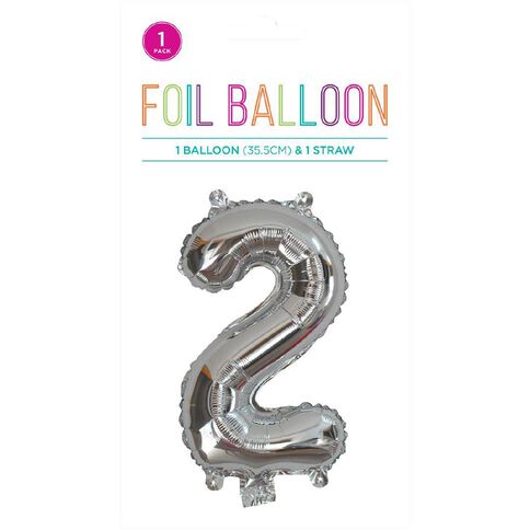 Hoorah Foil Balloon #2 Silver 35cm