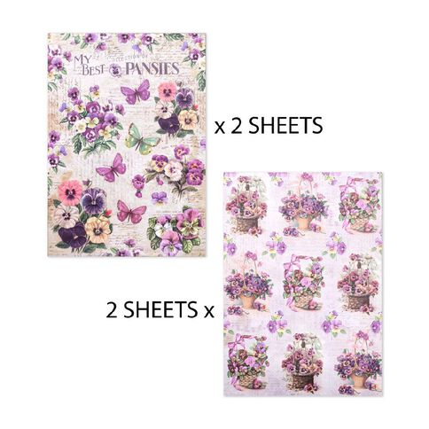 Decoupage Paper A4 2Desx2 4Sheets With Assorted Colours