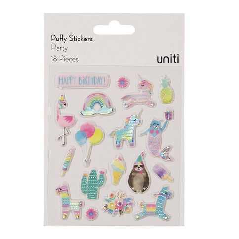 Uniti Puffy Party Stickers 18 Piece Silver