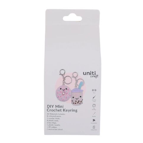 Uniti Mini Crochet Keyrings Donut and Milk Tea