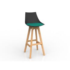 Luna Black Emerald Oak Base Barstool Green Mid