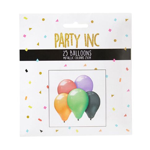 Party Inc Balloons Metallic Colours 25cm 25 Pack